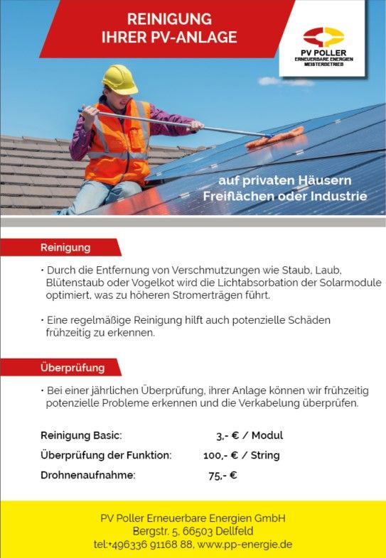 REINIGUNG IHRER PV-ANLAGE